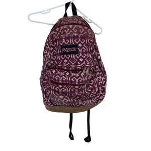 Jansport originals leather bottom backpack 3 pocket red white